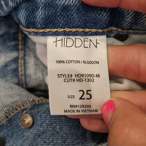 Hidden Jeans Wide Leg Distressed Button Fly Denim Women’s 25 Light Wash Grunge - Picture 13 of 14